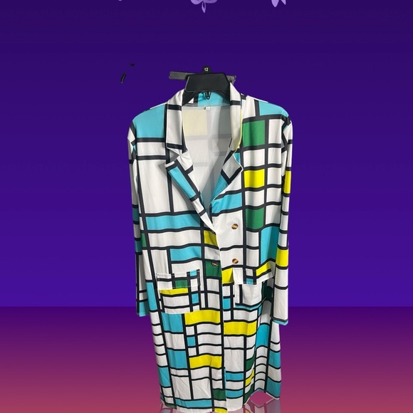 NWOT SHEIN  Plaid Double Breasted Size 1xl Coat - Picture 3 of 7